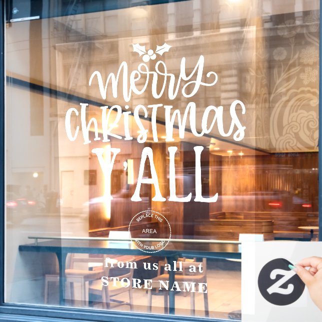 Merry Christmas All White Script Logo Store Name (Cafe Window)