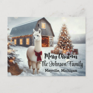 Merry Christmas Alpaca Personalised Postcard