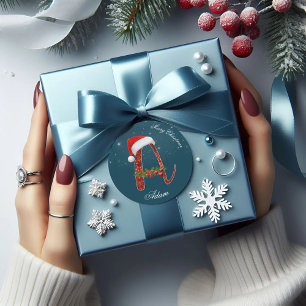 Merry Christmas Alphabet "A" Round Sticker