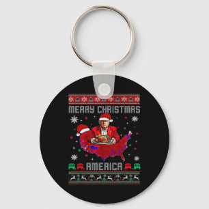 Merry Christmas America Donald Trump Coverage Xmas Key Ring