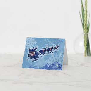 Merry Christmas American flag Santa greeting card