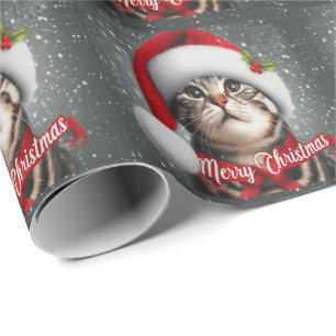 Merry Christmas American shorthair Cat , Santa Cat Wrapping Paper