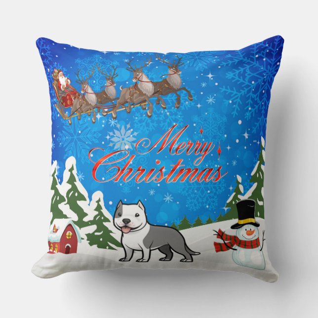 Merry Christmas American Staffordshire Terrier Cushion (Front)