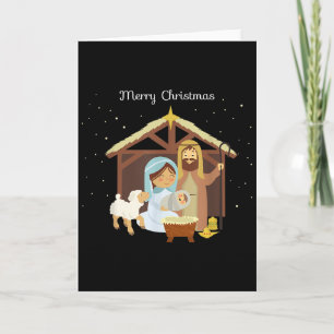 Merry Christmas &amp; Nativity Scene Christian Fai Card