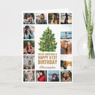 Merry Christmas and 61st Happy Birthday Photo Card