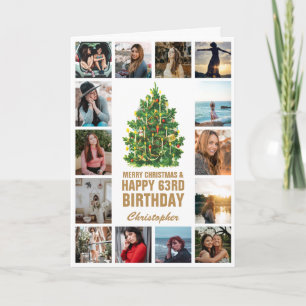 Merry Christmas and 63rd Happy Birthday Photo Card