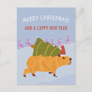 "Merry Christmas and a Cappy New Year" Holiday Postcard