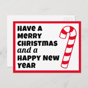 Merry Christmas and a Happy New Year Candy Cane Postcard