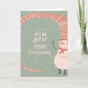 Merry Christmas And A Happy New Year Cartoon Holiday Card