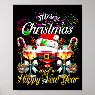 Merry Christmas And A Happy New Year Firework Wine Poster