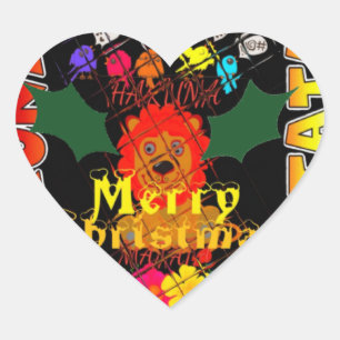 Merry Christmas and a Happy New Year Heart Sticker