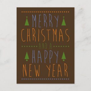 Merry Christmas and a Happy New Year Holiday Postcard