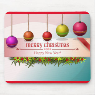 "MERRY CHRISTMAS AND A HAPPY NEW YEAR" ORNAMENTS MOUSE PAD