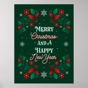Merry Christmas and a Happy New Year Poster 18x24