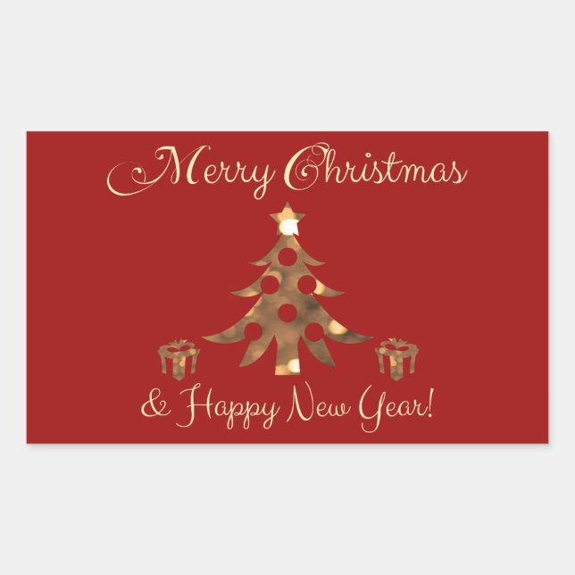 Merry Christmas and a Happy New Year! Rectangular Sticker (Front)