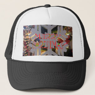 Merry Christmas and a Happy New Year Snowflake Art Trucker Hat
