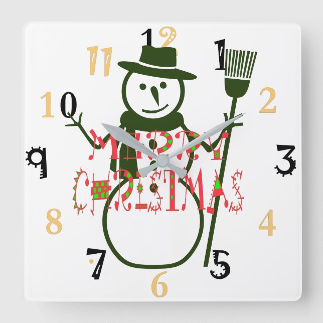 Merry Christmas and a Happy New Year Square Wall Clock (Front)