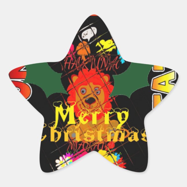 Merry Christmas and a Happy New Year Star Sticker (Front)