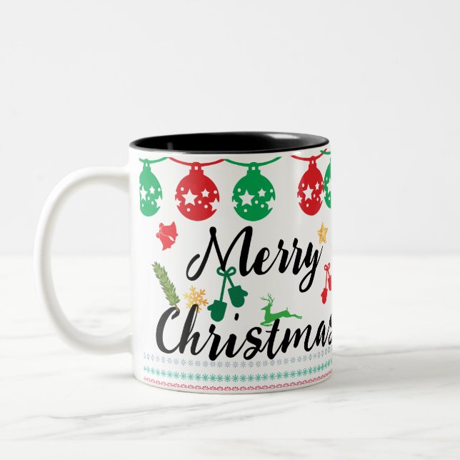 Merry Christmas and a Happy New Year! Two-Tone Coffee Mug (Left)