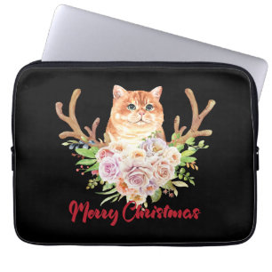 Merry Christmas and Cat Laptop Sleeve
