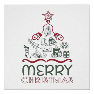 Merry Christmas and Christmas tree Classic Poster