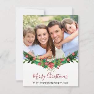 Merry Christmas and Garland Script Photo Card