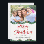 Merry Christmas and Garland Script Photo Card<br><div class="desc">Merry Christmas Garland Hand Lettered Script Family or Corporate Photo Card. The photo and text of this hand lettered brush script can be updated and customised with your photo and family name.</div>