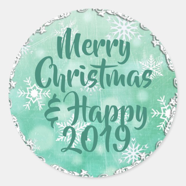 Merry Christmas and Happy 2019 Holiday Card Classic Round Sticker (Front)