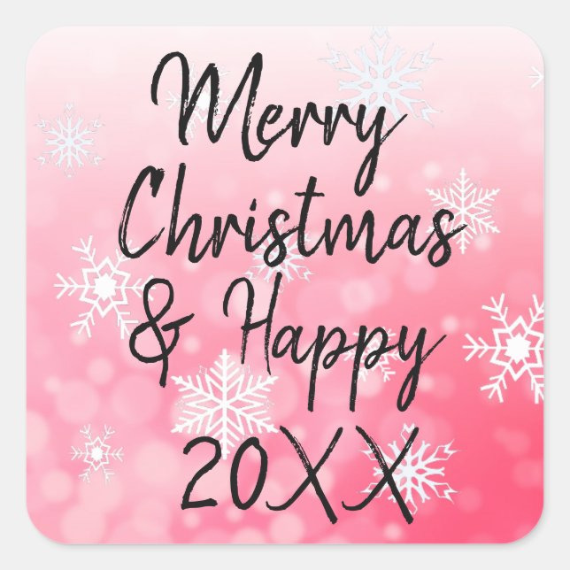 Merry Christmas and Happy 2019 Holiday Card Square Sticker (Front)