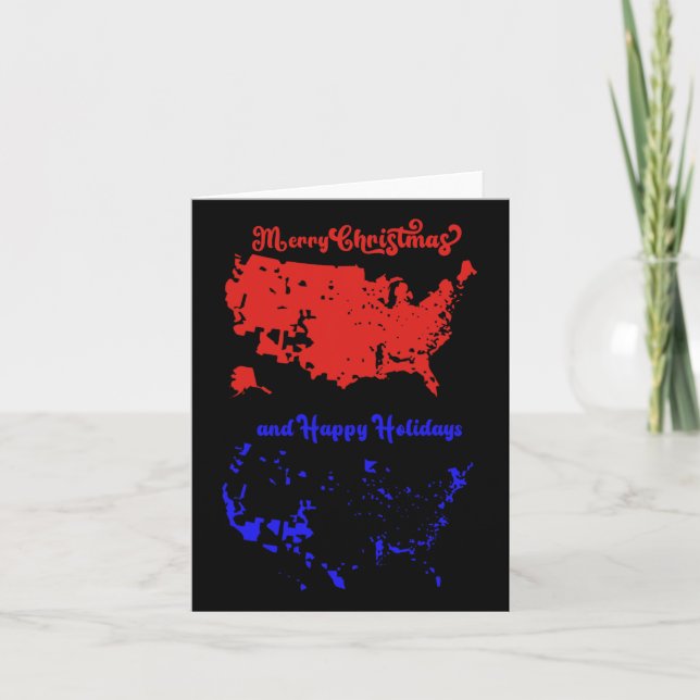Merry Christmas And Happy Holidays Festive Usa Map Card (Front)