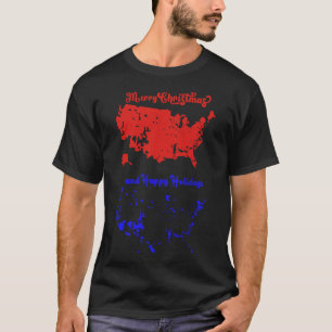 Merry Christmas And Happy Holidays Festive Usa Map T-Shirt