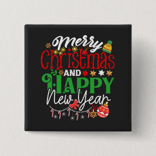 Merry Christmas And Happy New Year 15 Cm Square Badge