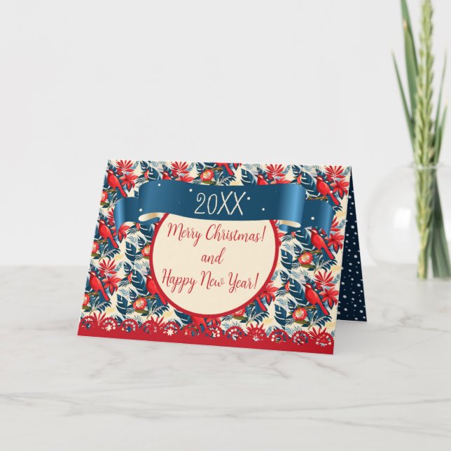 Merry Christmas and Happy New Year! 2026 Blue Bird Thank You Card (Front)