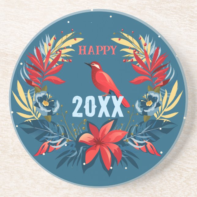 Merry Christmas and Happy New Year! 2026 Red Bird Coaster (Front)