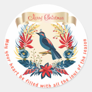 Merry Christmas and Happy New Year! 20XX Blue Bird Classic Round Sticker