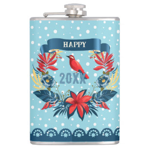 Merry Christmas and Happy New Year! 20XX Red Bird Hip Flask