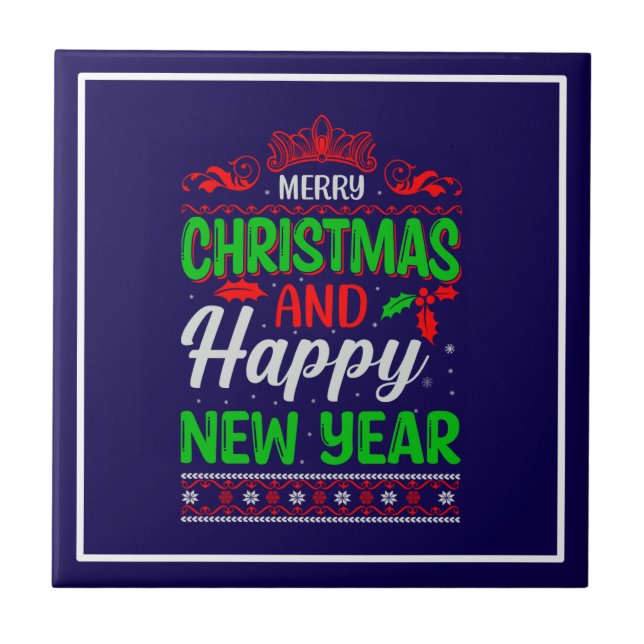 Merry Christmas And Happy New Year-61064 Ceramic Tile (Front)