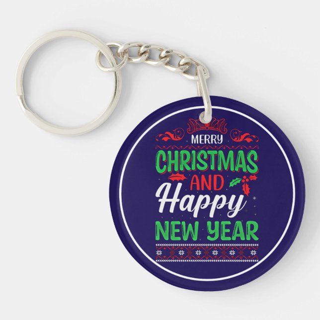 Merry Christmas And Happy New Year-61064 Hoodie Key Ring (Front)
