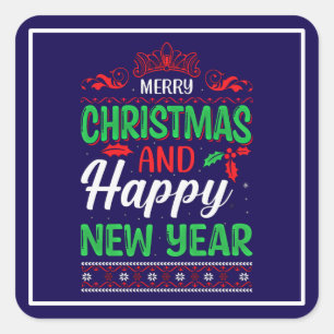 Merry Christmas And Happy New Year-61064 Hoodie Square Sticker