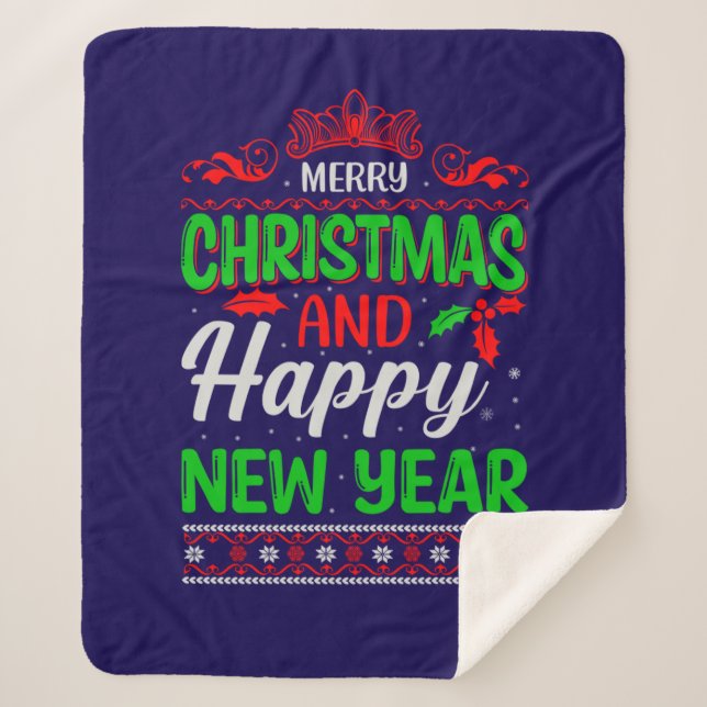 Merry Christmas And Happy New Year-61064 Sherpa Blanket (Front)