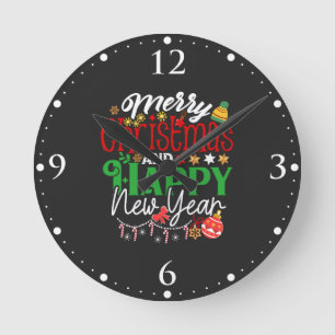 Merry Christmas And Happy New Year-67342 Round Clock