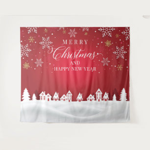 Merry Christmas and Happy New Year backdrop Tapestry