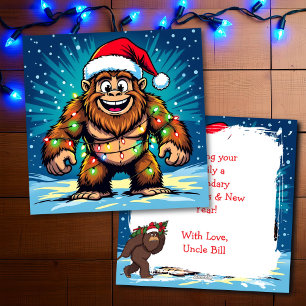 Merry Christmas and Happy New Year Bigfoot Holiday Card
