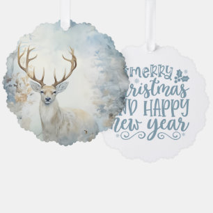 Merry Christmas and Happy New Year Buck Tree Decoration Card