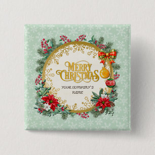 Merry Christmas and Happy New Year By Love 15 Cm Square Badge