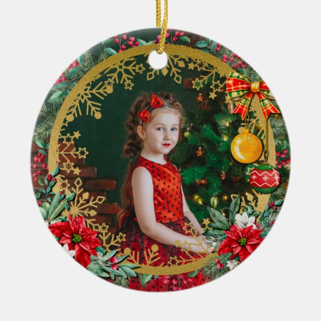 Merry Christmas and Happy New Year By Love Ceramic Ornament (Front)