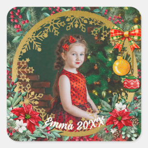 Merry Christmas and Happy New Year By Love Square Sticker
