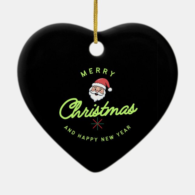 Merry Christmas and Happy New Year Ceramic Ornament (Back)