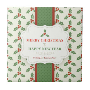 Merry Christmas and Happy New Year Ceramic Tile