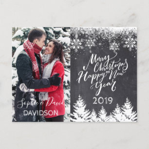 Merry Christmas and Happy New Year Chalk Photo Invitation Postcard